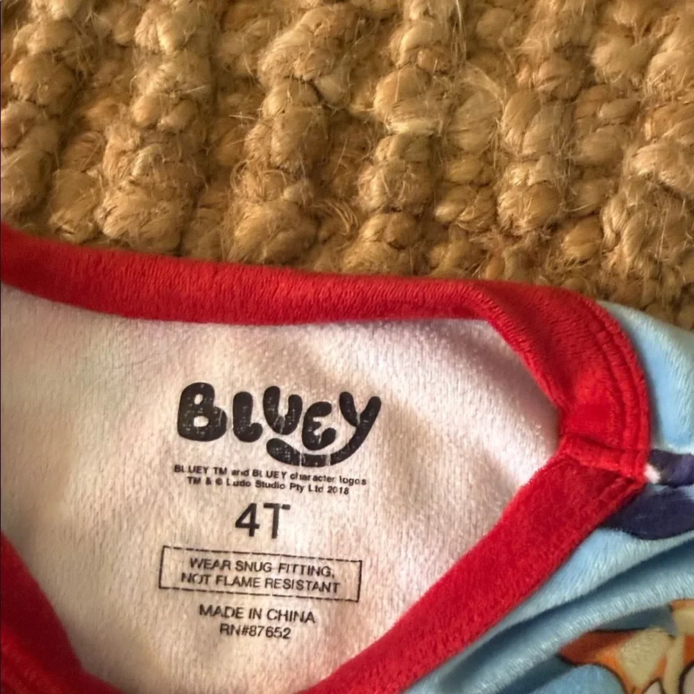 Kids One Piece Pajama Set - Blue and Red Christmas BLUEY Long Sleeve PJ Set